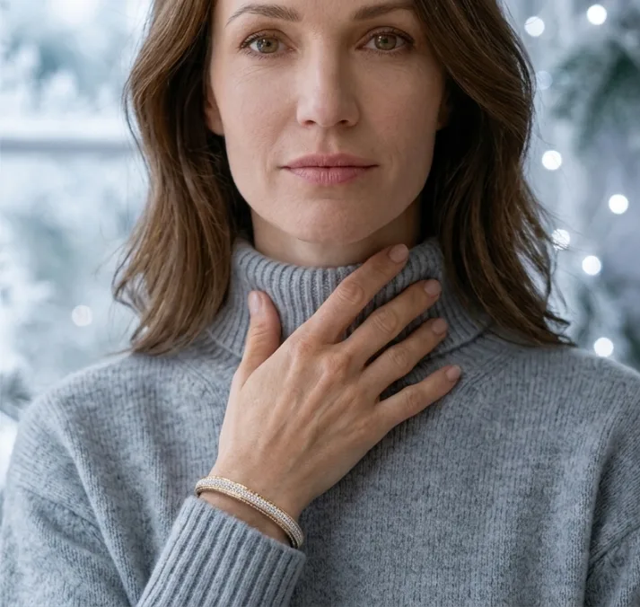 Rendu Exemple bracelet sur mannequin dans un décor hivernal
